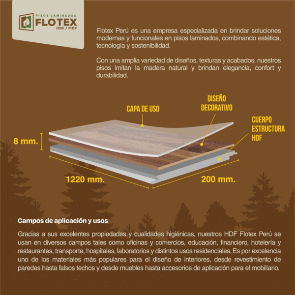 Especificaciones general Piso Laminado en Flotex Perú